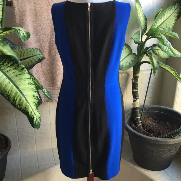 Cache blue and black color block zip back dress - Picture 3 of 6